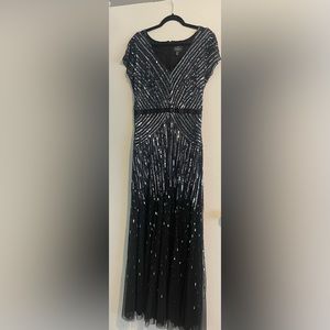 Black and silver beaded evening gown- Adrianna Papell size 12